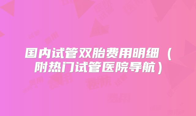国内试管双胎费用明细（附热门试管医院导航）