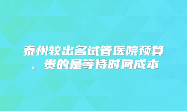 泰州较出名试管医院预算，贵的是等待时间成本