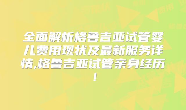 全面解析格鲁吉亚试管婴儿费用现状及最新服务详情,格鲁吉亚试管亲身经历!