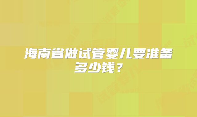 海南省做试管婴儿要准备多少钱？