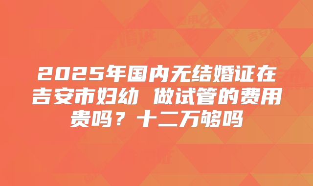 2025年国内无结婚证在吉安市妇幼 做试管的费用贵吗？十二万够吗