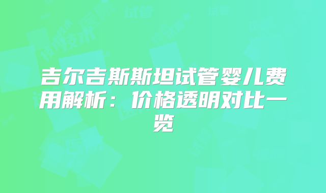 吉尔吉斯斯坦试管婴儿费用解析:价格透明对比一览