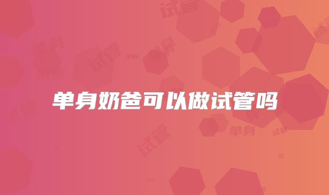 单身奶爸可以做试管吗