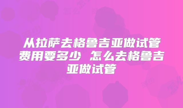 从拉萨去格鲁吉亚做试管费用要多少 怎么去格鲁吉亚做试管
