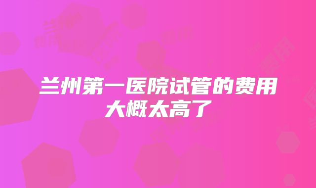 兰州第一医院试管的费用大概太高了