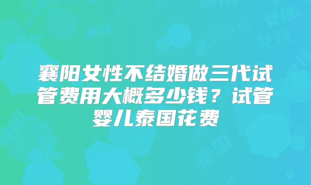 襄阳女性不结婚做三代试管费用大概多少钱？试管婴儿泰国花费