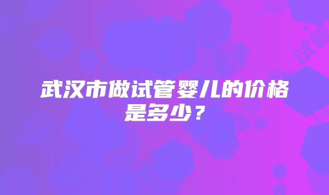 武汉市做试管婴儿的价格是多少？
