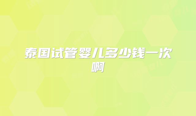 泰国试管婴儿多少钱一次啊
