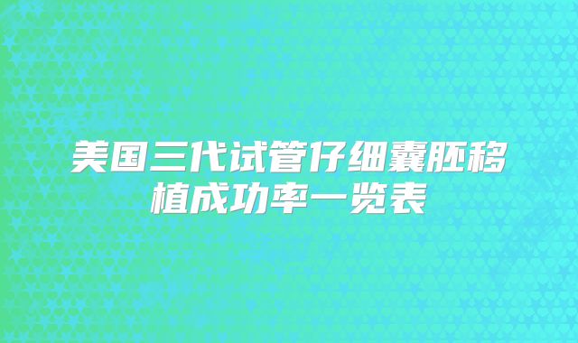 美国三代试管仔细囊胚移植成功率一览表