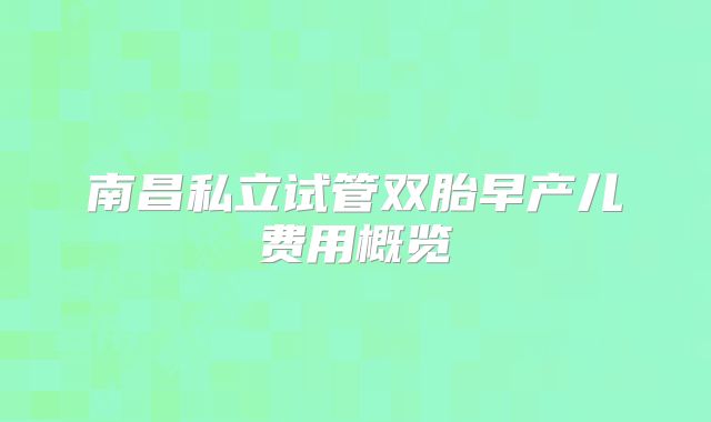 南昌私立试管双胎早产儿费用概览