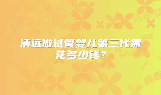 清远做试管婴儿第三代需花多少钱?