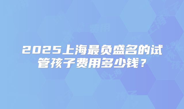 2025上海最负盛名的试管孩子费用多少钱?