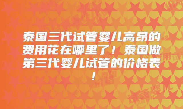 泰国三代试管婴儿高昂的费用花在哪里了!泰国做第三代婴儿试管的价格表!