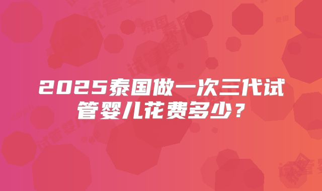 2025泰国做一次三代试管婴儿花费多少?