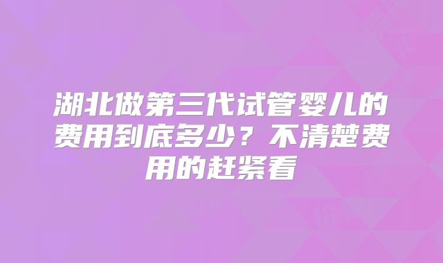 湖北做第三代试管婴儿的费用到底多少?不清楚费用的赶紧看