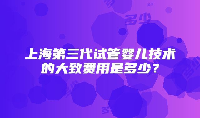 上海第三代试管婴儿技术的大致费用是多少？