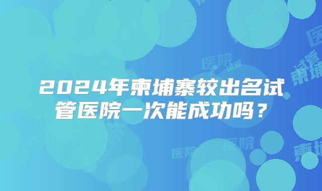 2024年柬埔寨较出名试管医院一次能成功吗?