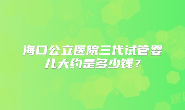 海口公立医院三代试管婴儿大约是多少钱?