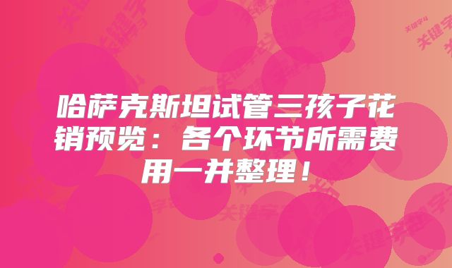 哈萨克斯坦试管三孩子花销预览:各个环节所需费用一并整理!