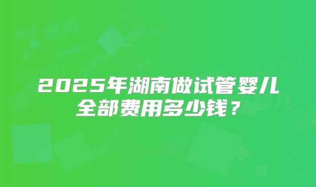 2025年湖南做试管婴儿全部费用多少钱？