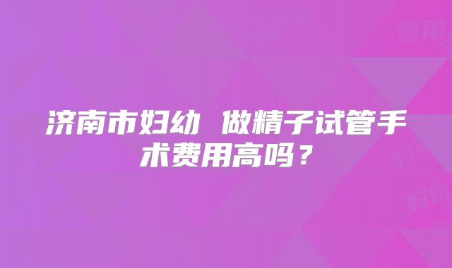济南市妇幼 做精子试管手术费用高吗?