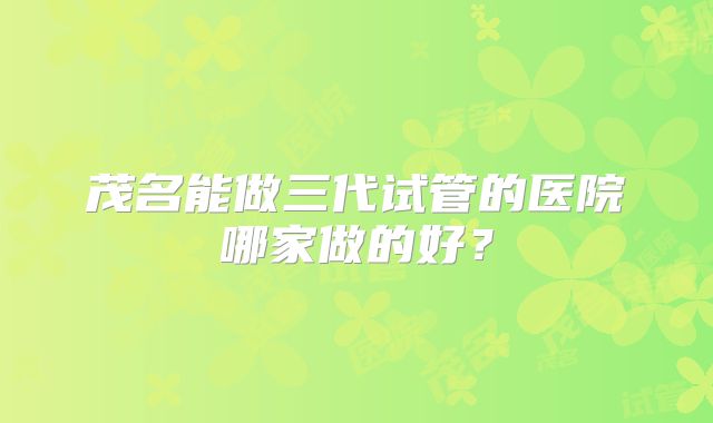 茂名能做三代试管的医院哪家做的好？