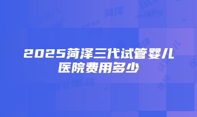 2025菏泽三代试管婴儿医院费用多少