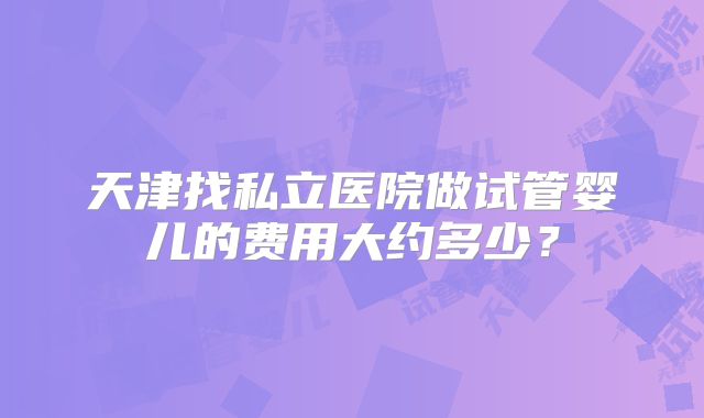 天津找私立医院做试管婴儿的费用大约多少？