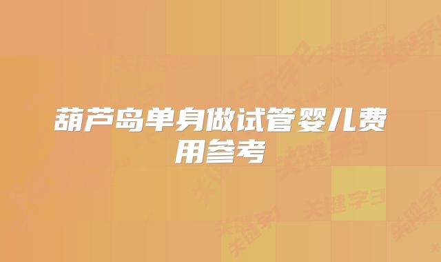 葫芦岛单身做试管婴儿费用参考