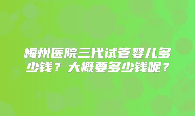 梅州医院三代试管婴儿多少钱?大概要多少钱呢?