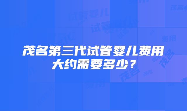 茂名第三代试管婴儿费用大约需要多少？