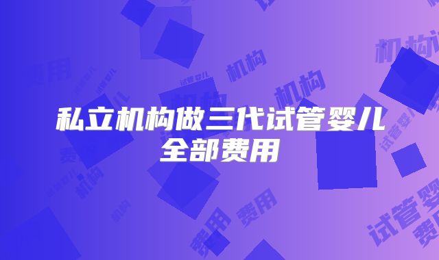 私立机构做三代试管婴儿全部费用