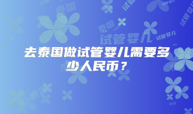 去泰国做试管婴儿需要多少人民币？