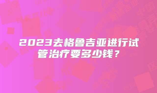 2023去格鲁吉亚进行试管治疗要多少钱?