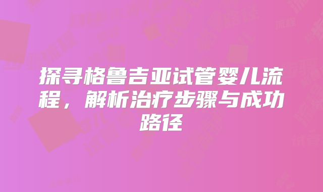 探寻格鲁吉亚试管婴儿流程,解析治疗步骤与成功路径