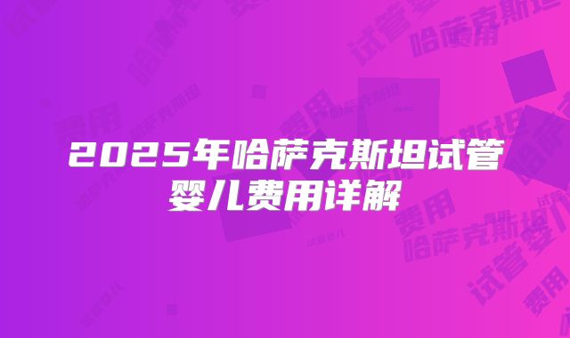2025年哈萨克斯坦试管婴儿费用详解