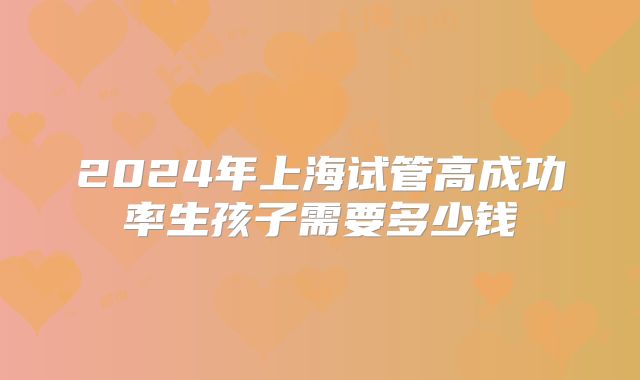2024年上海试管高成功率生孩子需要多少钱