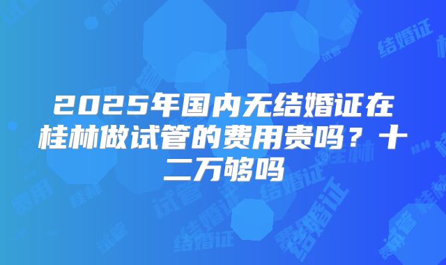 2025年国内无结婚证在桂林做试管的费用贵吗？十二万够吗