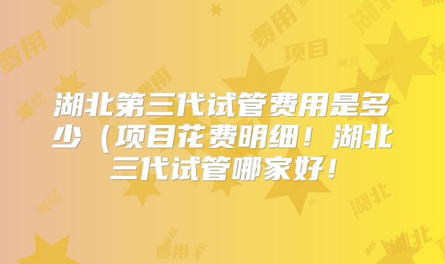 湖北第三代试管费用是多少（项目花费明细！湖北三代试管哪家好！