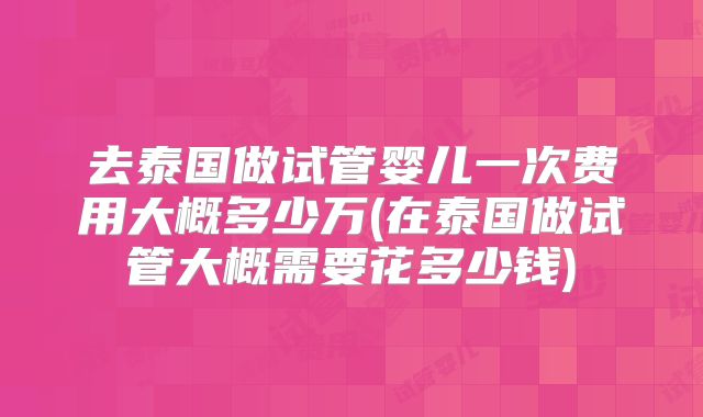 去泰国做试管婴儿一次费用大概多少万(在泰国做试管大概需要花多少钱)