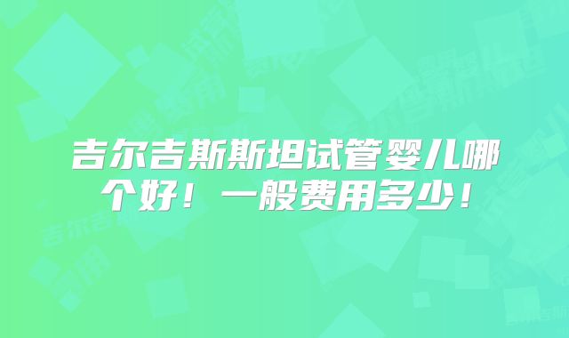 吉尔吉斯斯坦试管婴儿哪个好！一般费用多少！