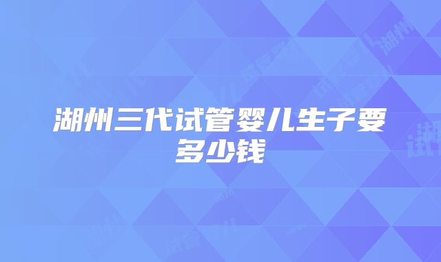 湖州三代试管婴儿生子要多少钱