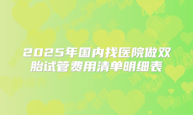 2025年国内找医院做双胎试管费用清单明细表