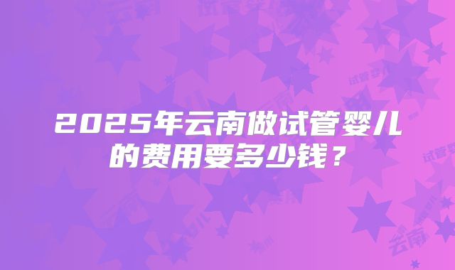 2025年云南做试管婴儿的费用要多少钱?