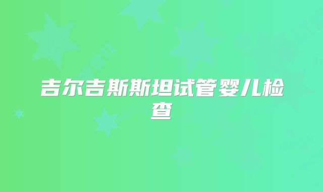 吉尔吉斯斯坦试管婴儿检查
