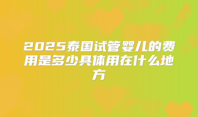 2025泰国试管婴儿的费用是多少具体用在什么地方