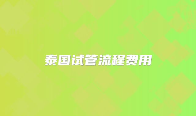 泰国试管流程费用