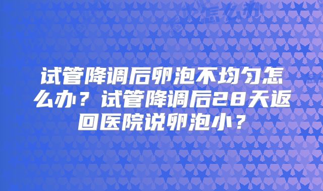 试管降调后卵泡不均匀怎么办？试管降调后28天返回医院说卵泡小？