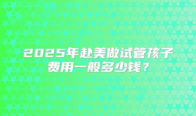 2025年赴美做试管孩子费用一般多少钱？