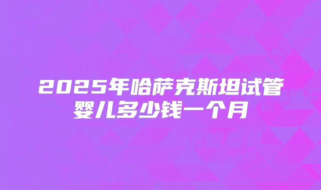 2025年哈萨克斯坦试管婴儿多少钱一个月